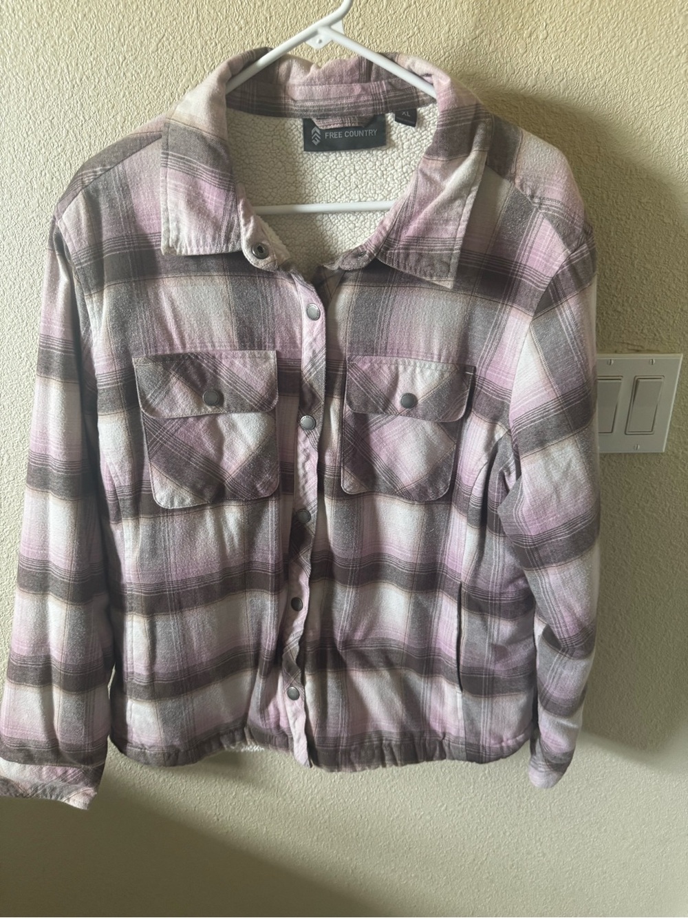 Free Country Pink and Gray Plaid Utility Shacket